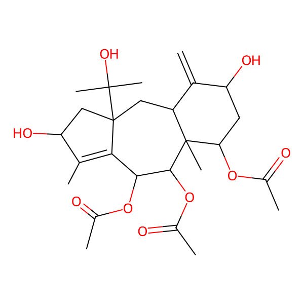 2D Structure of [(2S,4R,5R,5aS,6S,8S,9aR,10aS)-4,5-diacetyloxy-2,8-dihydroxy-10a-(2-hydroxypropan-2-yl)-3,5a-dimethyl-9-methylidene-2,4,5,6,7,8,9a,10-octahydro-1H-benzo[f]azulen-6-yl] acetate