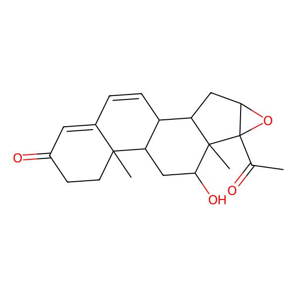 2D Structure of (17R)-12beta-Hydroxy-16beta,17-epoxypregna-4,6-diene-3,20-dione