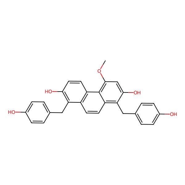2D Structure of 1,8-Bis(4-hydroxybenzyl)-4-methoxyphenanthrene-2,7-diol