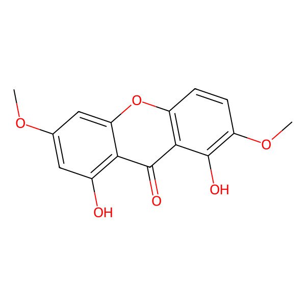 2D Structure of 1,8-Dihydroxy-2,6-dimethoxy-9H-xanthen-9-one