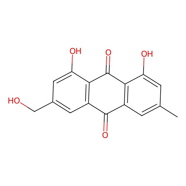 2D Structure of 1,8-Dihydroxy-3-(hydroxymethyl)-6-methylanthracene-9,10-dione