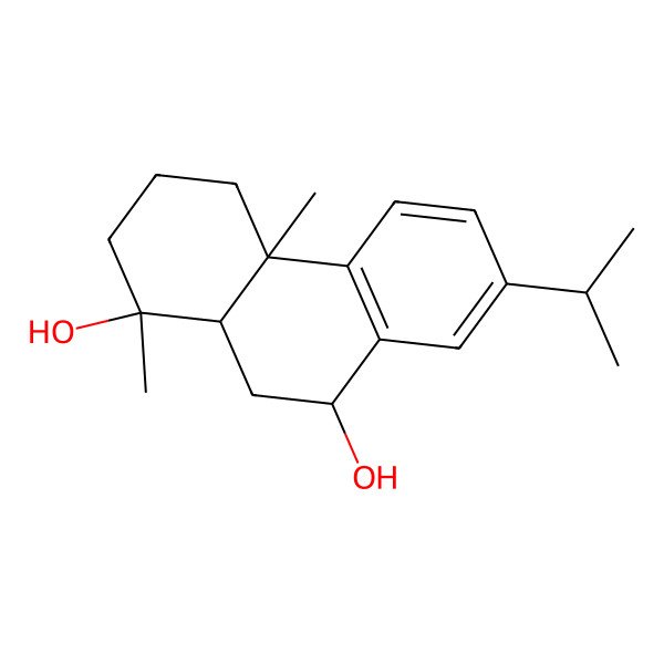 2D Structure of (1R,4aS,9S,10aR)-1,4a-dimethyl-7-propan-2-yl-2,3,4,9,10,10a-hexahydrophenanthrene-1,9-diol 2D Structure of (1R,4aS,9S,10aR)-1,4a-dimethyl-7-propan-2-yl-2,3,4,9,10,10a-hexahydrophenanthrene-1,9-diol