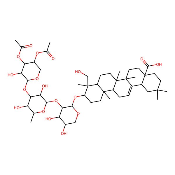 2D Structure of 3beta-[2-O-[3-O-(3-O,4-O-Diacetyl-alpha-L-arabinopyranosyl)-alpha-L-rhamnopyranosyl]-alpha-L-arabinopyranosyloxy]-23-hydroxyoleana-12-ene-28-oic acid