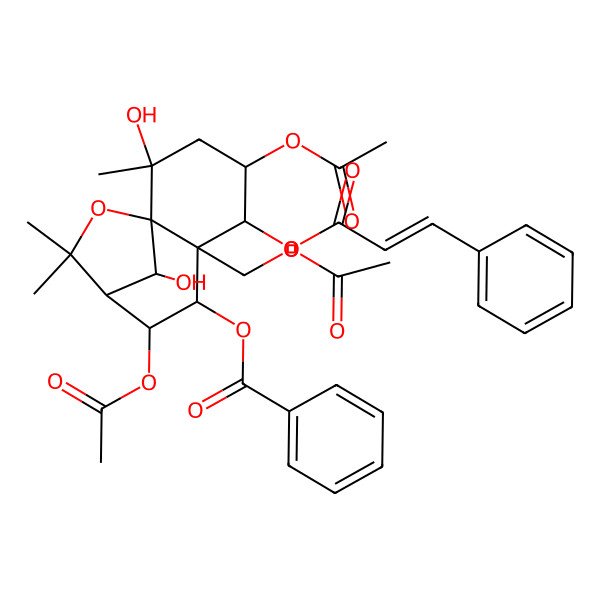 2D Structure of [(2S,4S,5R,7S)-4,8-diacetyloxy-6-(acetyloxymethyl)-2,12-dihydroxy-2,10,10-trimethyl-5-[(E)-3-phenylprop-2-enoyl]oxy-11-oxatricyclo[7.2.1.01,6]dodecan-7-yl] benzoate