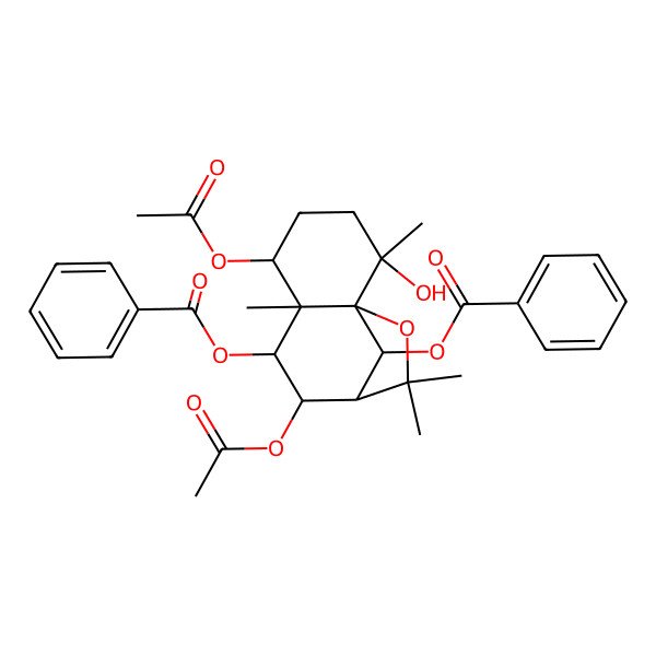 2D Structure of [(1S,2S,5S,6S,7R,8S,9R,12R)-5,8-diacetyloxy-7-benzoyloxy-2-hydroxy-2,6,10,10-tetramethyl-11-oxatricyclo[7.2.1.01,6]dodecan-12-yl] benzoate
