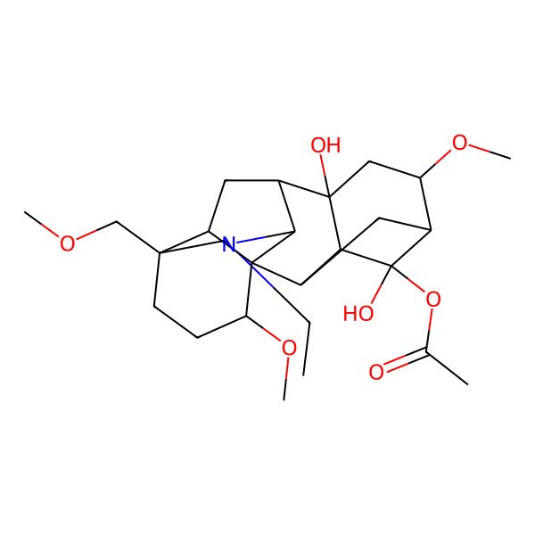 2D Structure of [(1S,2R,3S,4R,5R,6S,8S,9S,10R,13S,16S,17R)-11-ethyl-4,8-dihydroxy-6,16-dimethoxy-13-(methoxymethyl)-11-azahexacyclo[7.7.2.12,5.01,10.03,8.013,17]nonadecan-4-yl] acetate