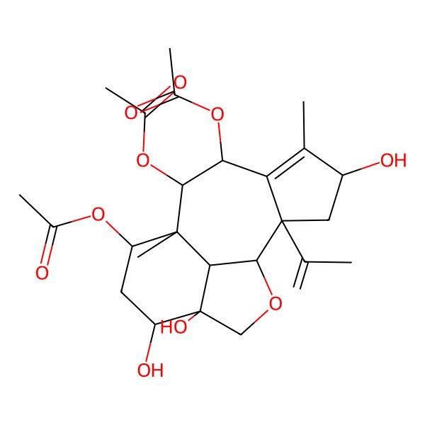 2D Structure of [(1S,2S,4S,7R,8R,9S,10S,12S,13S,16R)-7,8-diacetyloxy-4,12,13-trihydroxy-5,9-dimethyl-2-prop-1-en-2-yl-15-oxatetracyclo[7.6.1.02,6.013,16]hexadec-5-en-10-yl] acetate