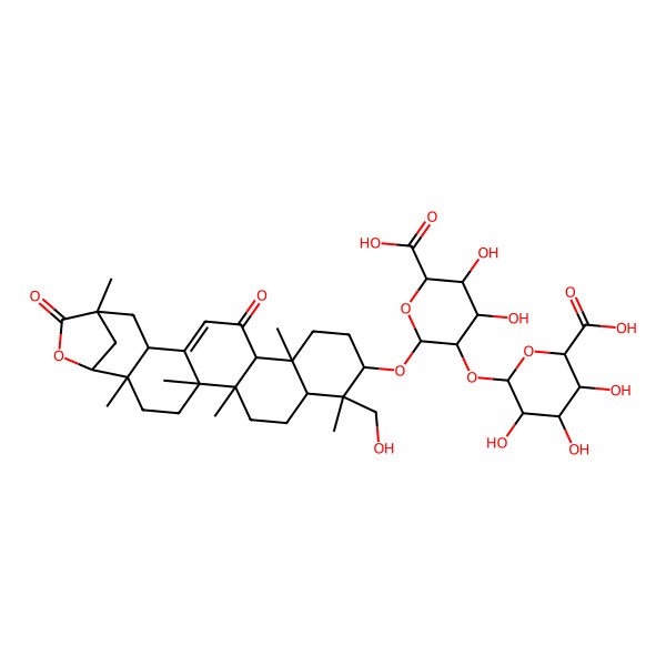 2D Structure of (2S,3S,4S,5R,6R)-6-[(2R,3R,4S,5S,6S)-6-carboxy-4,5-dihydroxy-2-[[(1R,2R,5S,6R,9R,10S,11S,14S,15R,19S,21R)-10-(hydroxymethyl)-2,5,6,10,14,21-hexamethyl-16,22-dioxo-23-oxahexacyclo[19.2.1.02,19.05,18.06,15.09,14]tetracos-17-en-11-yl]oxy]oxan-3-yl]oxy-3,4,5-trihydroxyoxane-2-carboxylic acid