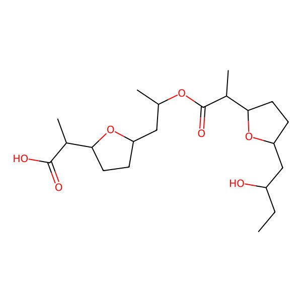 2D Structure of (R)-2-[(2R)-Tetrahydro-5beta-[(S)-2-[[(S)-2-[(2S)-5alpha-[(R)-2-hydroxybutyl]tetrahydrofuran-2alpha-yl]propanoyl]oxy]propyl]furan-2beta-yl]propanoic acid
