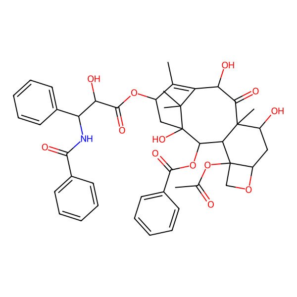 2D Structure of [(1S,4S,7R,9S,10S,12R)-4-acetyloxy-15-[(2R,3S)-3-benzamido-2-hydroxy-3-phenylpropanoyl]oxy-1,9,12-trihydroxy-10,14,17,17-tetramethyl-11-oxo-6-oxatetracyclo[11.3.1.03,10.04,7]heptadec-13-en-2-yl] benzoate