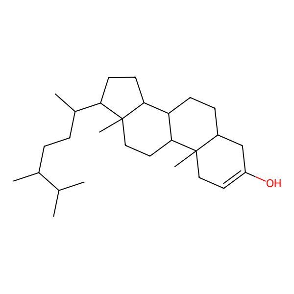 2D Structure of (5R,8R,9S,10S,13R,14S,17R)-17-[(2R,5R)-5,6-dimethylheptan-2-yl]-10,13-dimethyl-4,5,6,7,8,9,11,12,14,15,16,17-dodecahydro-1H-cyclopenta[a]phenanthren-3-ol