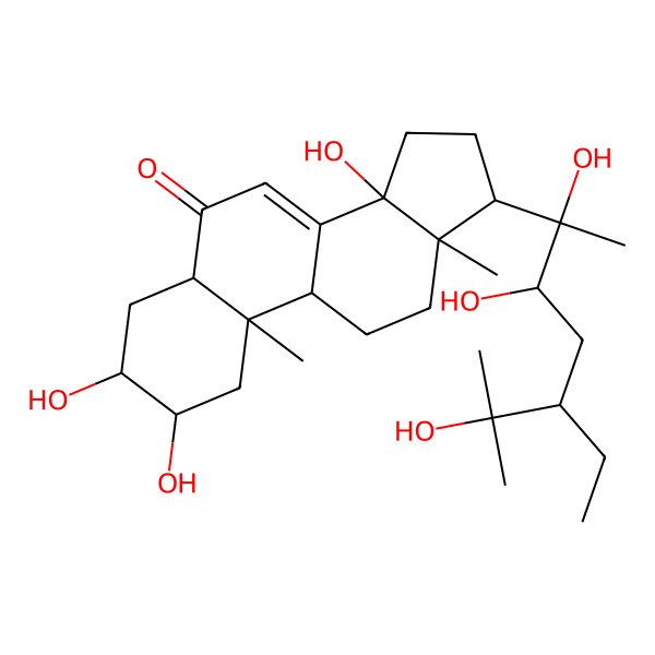 2D Structure of (2S,3R,5R,10R,13R)-17-[(2R)-5-ethyl-2,3,6-trihydroxy-6-methylheptan-2-yl]-2,3,14-trihydroxy-10,13-dimethyl-2,3,4,5,9,11,12,15,16,17-decahydro-1H-cyclopenta[a]phenanthren-6-one