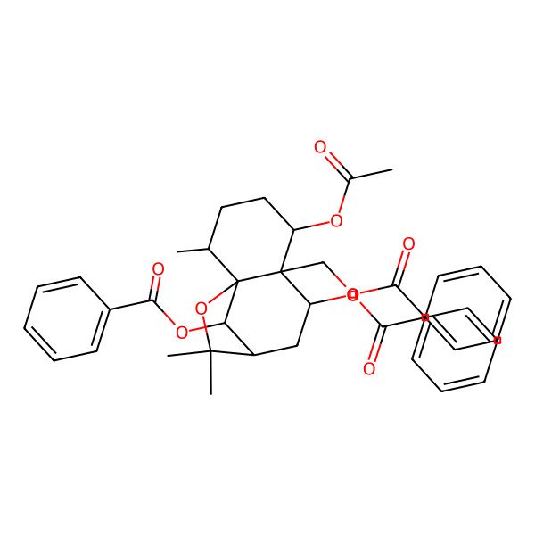 2D Structure of [(1S,2R,5S,6S,7S,9R,12R)-5-acetyloxy-7,12-dibenzoyloxy-2,10,10-trimethyl-11-oxatricyclo[7.2.1.01,6]dodecan-6-yl]methyl benzoate