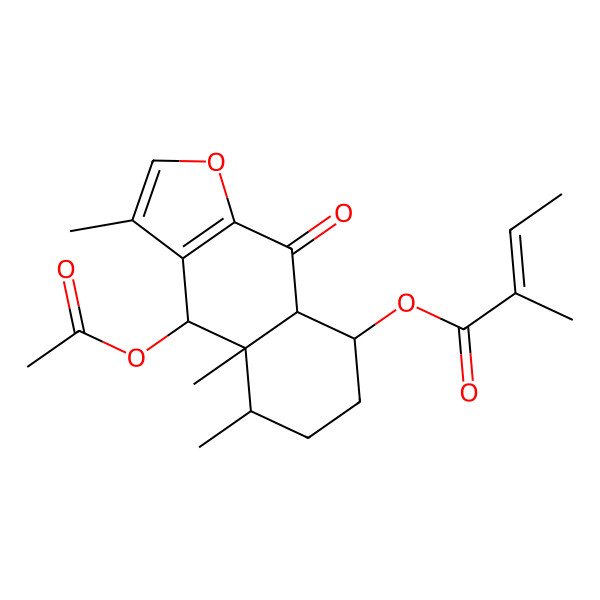 2D Structure of 1alpha-Angeloyloxy-6beta-acetoxy-9-oxo-10alphaH-furanoeremophilane