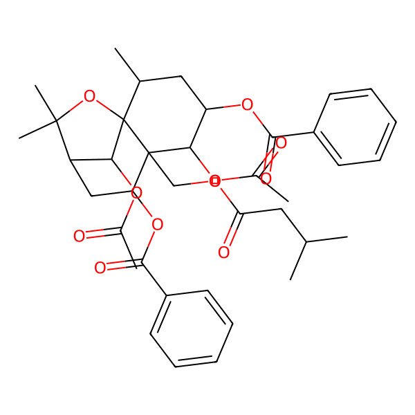 2D Structure of 1alpha,6beta-Diacetoxy-2 alpha,9beta-dibenzoyloxy-15-isobutanoyloxy-beta-dihydroagarofuran 2D Structure of 1alpha,6beta-Diacetoxy-2 alpha,9beta-dibenzoyloxy-15-isobutanoyloxy-beta-dihydroagarofuran