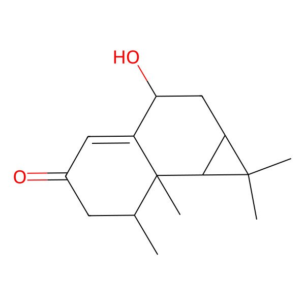 2D Structure of (1aR,7bS)-3-hydroxy-1,1,7,7a-tetramethyl-1a,2,3,6,7,7b-hexahydrocyclopropa[a]naphthalen-5-one