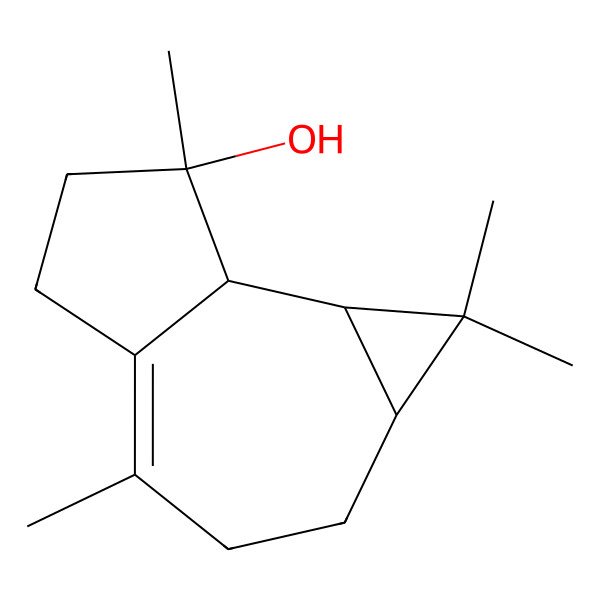 2D Structure of (1aR,7S,7aS,7bR)-1,1,4,7-Tetramethyl-1a,2,3,5,6,7,7a,7b-octahydro-1H-cyclopropa[e]azulen-7-ol