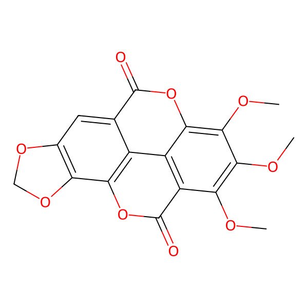 2D Structure of (1)Benzopyrano(5,4,3-cde)(1,3)dioxolo(4,5-h)(1)benzopyran-5,11-dione, 1,2,3-trimethoxy-