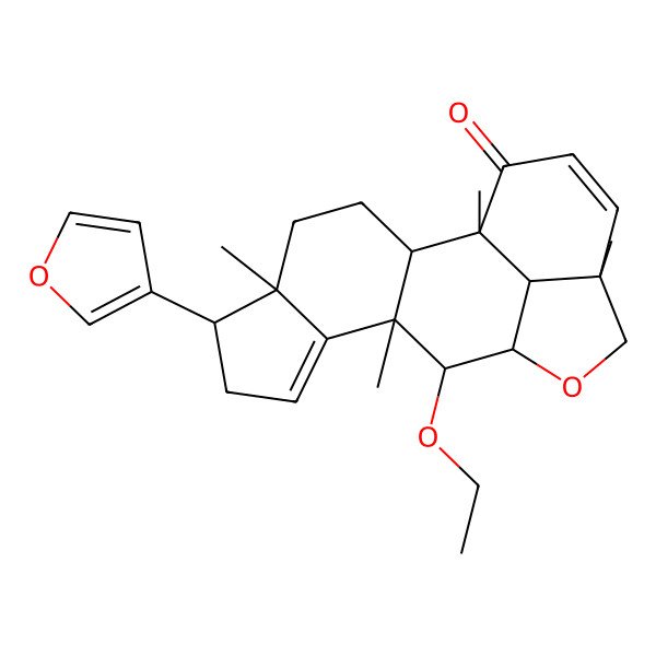 2D Structure of (1R,2S,5S,6R,10R,11S,12R,15R,19S)-11-ethoxy-6-(furan-3-yl)-1,5,10,15-tetramethyl-13-oxapentacyclo[10.6.1.02,10.05,9.015,19]nonadeca-8,16-dien-18-one
