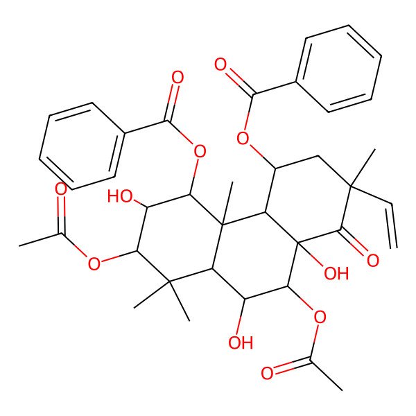 2D Structure of (13R)-1alpha,11alpha-Bis(benzoyloxy)-2alpha,6beta,8-trihydroxy-3alpha,7alpha-diacetoxypimara-15-ene-14-one