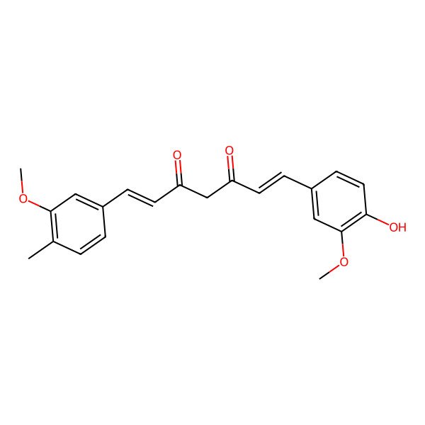 2D Structure of (1E,6e)-1-(4-hydroxy-3-methoxyphenyl)-7-(3-methoxy-4-methylphenyl)-1,6-heptadiene-3,5-dione 2D Structure of (1E,6e)-1-(4-hydroxy-3-methoxyphenyl)-7-(3-methoxy-4-methylphenyl)-1,6-heptadiene-3,5-dione