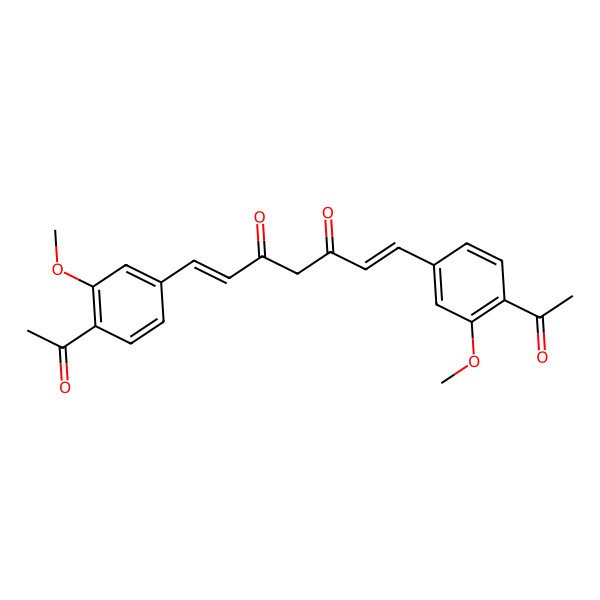 2D Structure of (1E,6E)-1,7-bis(4-acetyl-3-methoxyphenyl)hepta-1,6-diene-3,5-dione 2D Structure of (1E,6E)-1,7-bis(4-acetyl-3-methoxyphenyl)hepta-1,6-diene-3,5-dione