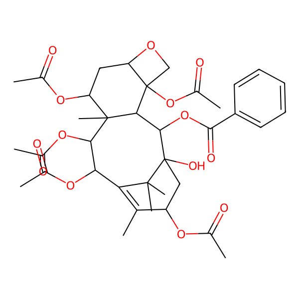 2D Structure of [(1S,2S,3R,4S,7R,9S,10S,11S,12R,15S)-4,9,11,12,15-pentaacetyloxy-1-hydroxy-10,14,17,17-tetramethyl-6-oxatetracyclo[11.3.1.03,10.04,7]heptadec-13-en-2-yl] benzoate