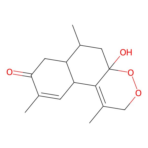 2D Structure of 2,5,6,6abeta,7,10abeta-Hexahydro-4aalpha-hydroxy-1,6beta,9-trimethylnaphtho[2,1-c][1,2]dioxin-8(4aH)-one