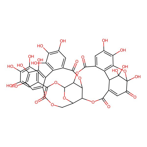 2D Structure of [(1R,7R,8S,26R,28R,29R,38R)-1,13,14,15,18,19,20,34,35,39,39-undecahydroxy-2,5,10,23,31-pentaoxo-6,9,24,27,30,40-hexaoxaoctacyclo[34.3.1.04,38.07,26.08,29.011,16.017,22.032,37]tetraconta-3,11,13,15,17,19,21,32,34,36-decaen-28-yl] 3,4,5-trihydroxybenzoate