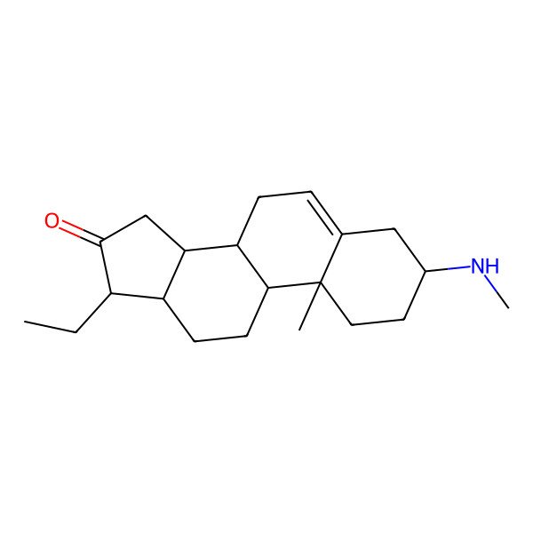 2D Structure of 17-ethyl-10-methyl-3-(methylamino)-2,3,4,7,8,9,11,12,13,14,15,17-dodecahydro-1H-cyclopenta[a]phenanthren-16-one