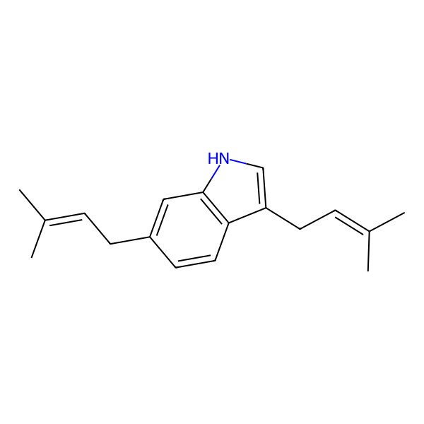 2D Structure of 1H-Indole, 3,6-bis(3-methyl-2-butenyl)- 2D Structure of 1H-Indole, 3,6-bis(3-methyl-2-butenyl)-