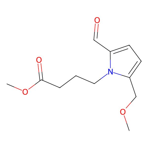2D Structure of 1H-Pyrrole-1-butanoic acid, 2-formyl-5-(methoxymethyl)-, methyl ester