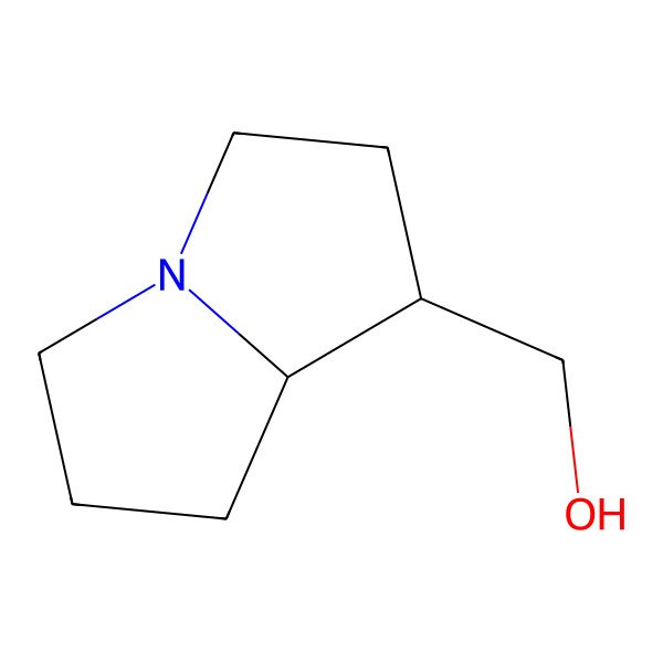 2D Structure of 1H-Pyrrolizine-1-methanol, hexahydro-, (1S-cis)-