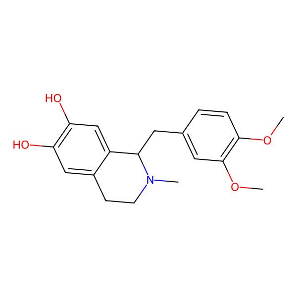 2D Structure of (1R)-1-[(3,4-dimethoxyphenyl)methyl]-2-methyl-3,4-dihydro-1H-isoquinoline-6,7-diol