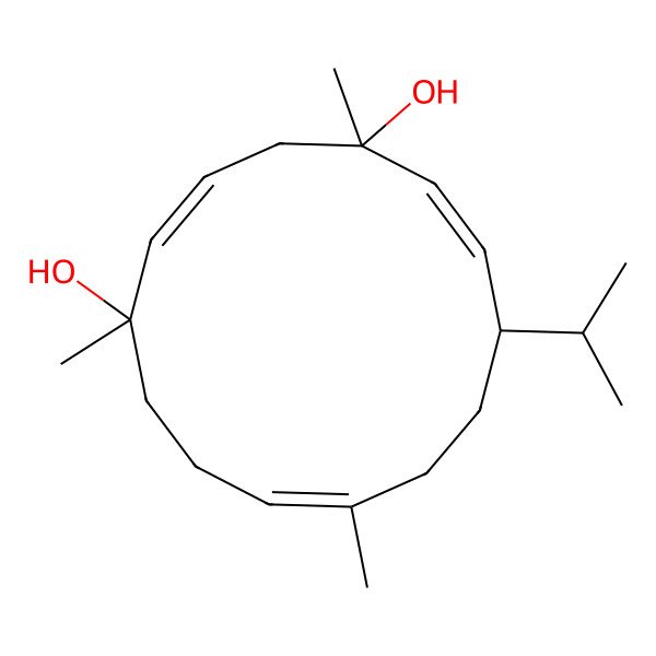 2D Structure of (1R,2E,5R,6E,8S,11E)-1,5,11-trimethyl-8-propan-2-ylcyclotetradeca-2,6,11-triene-1,5-diol