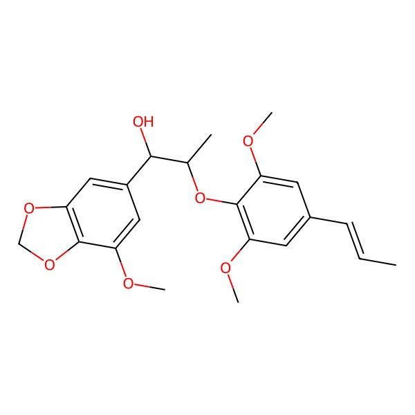 2D Structure of (1R,2R)-2-[2,6-dimethoxy-4-[(E)-prop-1-enyl]phenoxy]-1-(7-methoxy-1,3-benzodioxol-5-yl)propan-1-ol