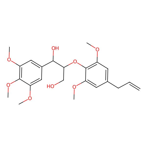 2D Structure of (1R,2R)-2-(2,6-dimethoxy-4-prop-2-enylphenoxy)-1-(3,4,5-trimethoxyphenyl)propane-1,3-diol