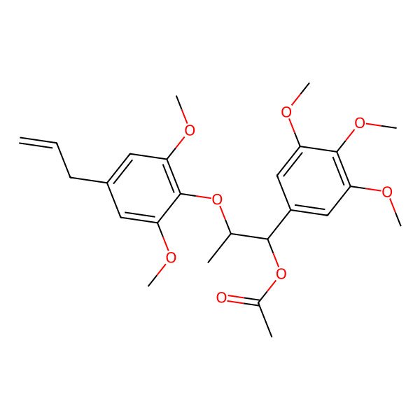 2D Structure of [(1R,2R)-2-(4-allyl-2,6-dimethoxy-phenoxy)-1-(3,4,5-trimethoxyphenyl)propyl] acetate