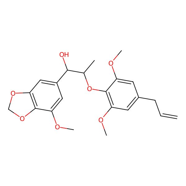 2D Structure of (1R,2R)-2-(4-allyl-2,6-dimethoxy-phenoxy)-1-(7-methoxy-1,3-benzodioxol-5-yl)propan-1-ol