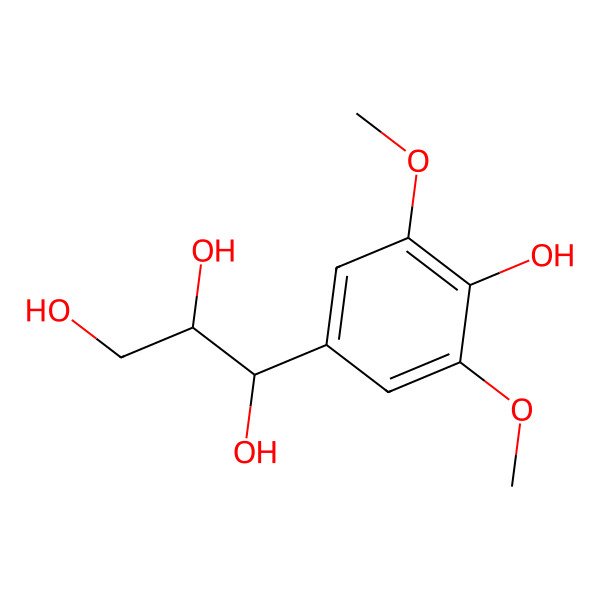 2D Structure of (1R,2S)-1-(4-hydroxy-3,5-dimethoxyphenyl)propane-1,2,3-triol 2D Structure of (1R,2S)-1-(4-hydroxy-3,5-dimethoxyphenyl)propane-1,2,3-triol