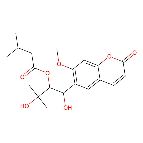 2D Structure of [(1R,2S)-1,3-dihydroxy-1-(7-methoxy-2-oxochromen-6-yl)-3-methylbutan-2-yl] 3-methylbutanoate