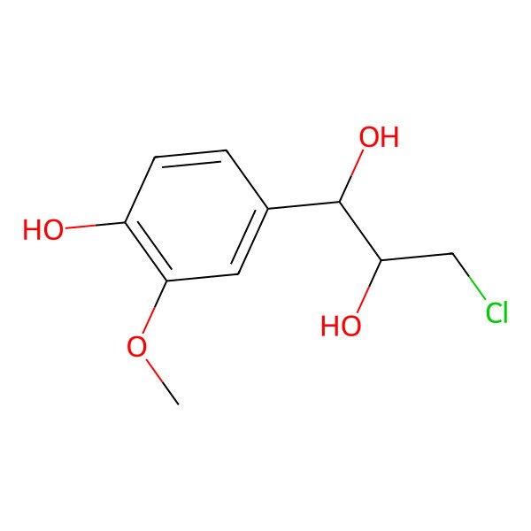 2D Structure of (1R,2S)-3-chloro-1-(4-hydroxy-3-methoxyphenyl)propane-1,2-diol