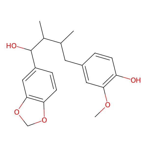 2D Structure of (1R,2S,3R)-1-(1,3-Benzodioxole-5-yl)-2,3-dimethyl-4-(4-hydroxy-3-methoxyphenyl)butane-1-ol