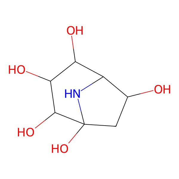 2D Structure of (1R,2S,3R,4S,5R,6R)-8-azabicyclo[3.2.1]octane-1,2,3,4,6-pentol