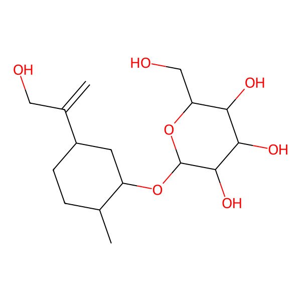 2D Structure of (1R,2S,5R)-5-[1-(Hydroxymethyl)ethenyl]-2-methylcyclohexyl I(2)-D-glucopyranoside