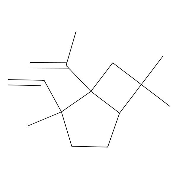 2D Structure of (1R,2S,5S)-2,6,6-Trimethyl-1-(prop-1-en-2-yl)-2-vinylbicyclo[3.2.0]heptane