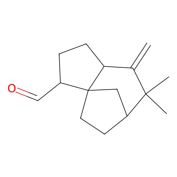 2D Structure of (1R,2S,5S,8R)-7,7-dimethyl-6-methylidenetricyclo[6.2.1.01,5]undecane-2-carbaldehyde
