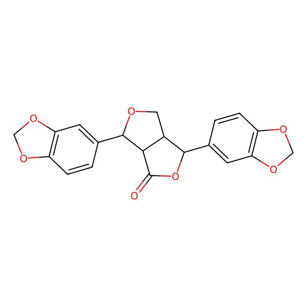 2D Structure of (1R,3aalpha,6aalpha)-1alpha,4alpha-Bis(1,3-benzodioxol-5-yl)tetrahydro-1H,3H-furo[3,4-c]furan-3-one