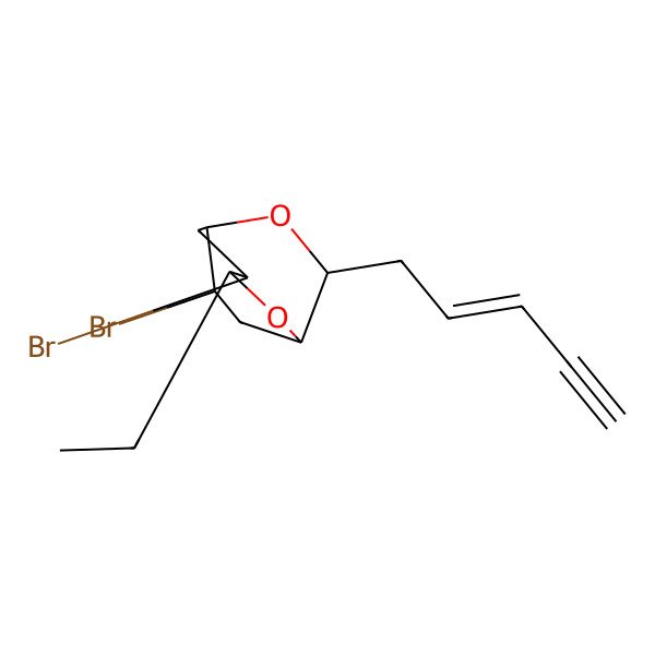 2D Structure of (1R,3R,4S,6S,8R,10S)-4,10-dibromo-3-ethyl-8-[(E)-pent-2-en-4-ynyl]-2,7-dioxabicyclo[4.2.2]decane