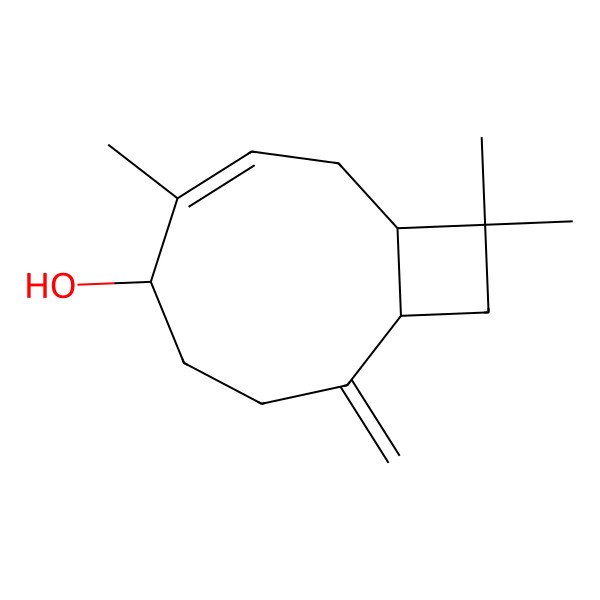 2D Structure of (1R,3Z,5R,9S)-4,11,11-Trimethyl-8-methylenebicyclo[7.2.0]undec-3-en-5-ol